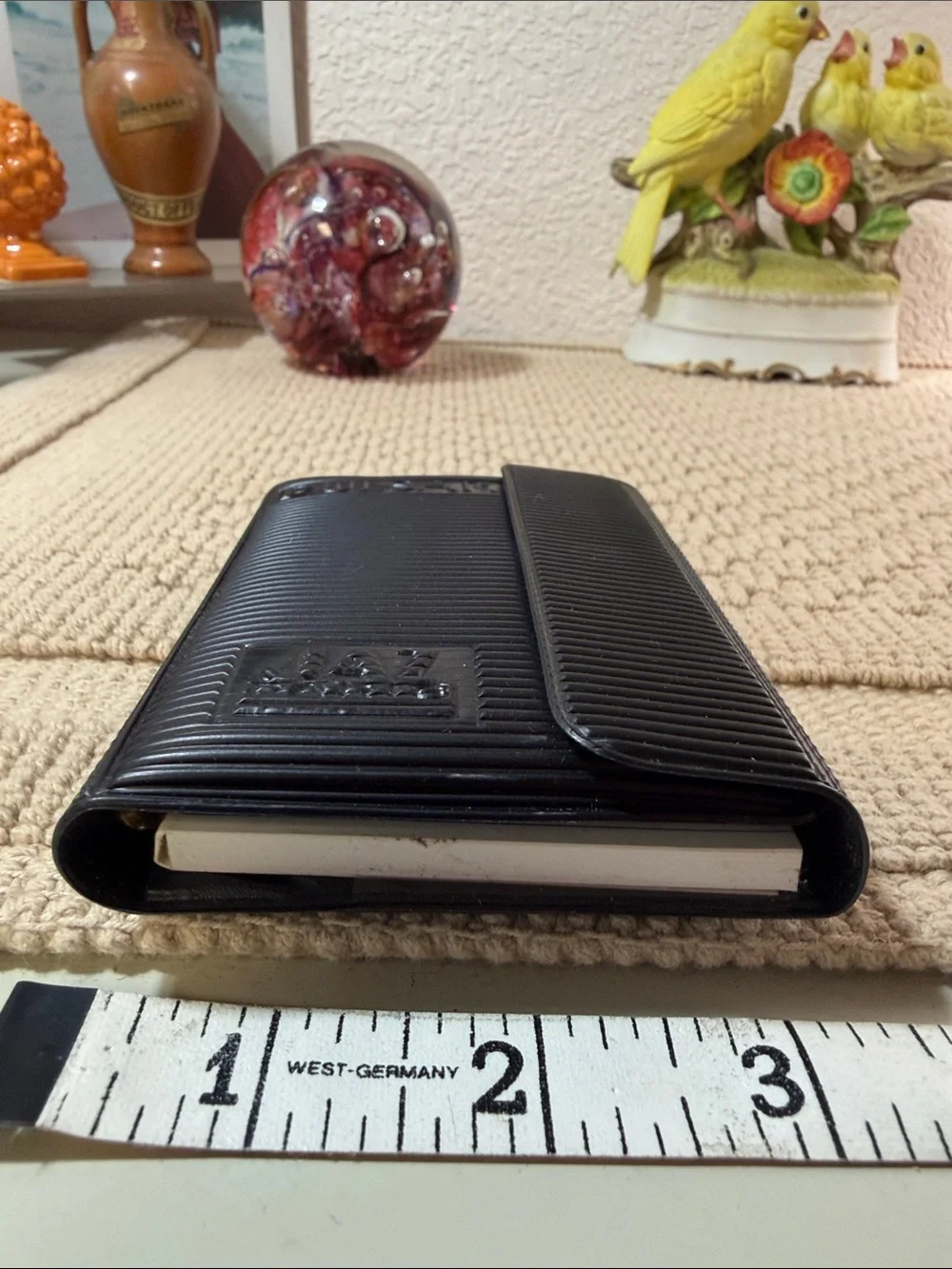 Vintage JAZ Paris Pulsar Black Pocket Address Book Organizer With Pen